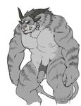  balls big_muscles charr feline guild_wars horn humanoid_penis male mammal megawaffle_(artist) muscles nude penis pubes solo standing uncut video_games 