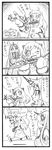  4koma ahoge aircraft airplane bbb_(friskuser) comic flying_sweatdrops greyscale highres horns kantai_collection mittens monochrome multiple_girls northern_ocean_hime one_eye_closed seaport_hime shinkaisei-kan simple_background translated 