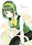  brown_eyes green_hair idolmaster idolmaster_(classic) miyabi_akino otonashi_kotori short_hair solo thighhighs 