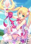  :d blonde_hair blue_eyes hair_ornament heart heart_hair_ornament kageira long_hair magical_girl open_mouth original smile solo twintails 