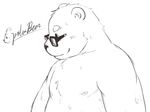  bear eyebrows eyeglasses kemono male mammal monochrome nipples plain_background polar_bear solo stevenlew sweat topless white_background 