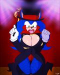  2014 anthro big_breasts blue_hair blush breasts cleavage clothed clothing crossgender female green_eyes hair hedgehog mammal sega solo sonic_(series) sonic_the_hedgehog supersonicrulaa 