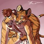  balls duo feline gay handjob male mammal penis reach_around rokemi tiger uncut 