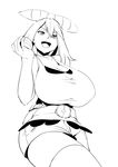  &gt;:d :d breasts cleavage haruka_(pokemon) huge_breasts large_breasts maydrawfag monochrome open_mouth poke_ball pokeball pokemon pokemon_(game) pokemon_oras smile 