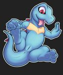  2014 anus arm_support crododile exposed fangs female feral hindpaw nintendo paws pok&eacute;mon pussy reclining red_eyes smile solo spines spread_legs spreading the_secret_cave tongue tongue_out totodile video_games 