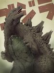  claws godzilla godzilla_(series) kaijuu monster no_humans open_mouth scales sharp_teeth simple_background teeth tj-type1 yellow_eyes 