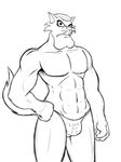  2014 abs anthro bulge cat clothed clothing commander_feral english_text feline frown looking_at_viewer male mammal muscles skimpy slashysmiley solo swat_kats text 