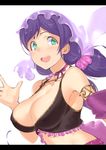  breasts choker circlet cleavage crop_top frills gem green_eyes jewelry jyon large_breasts letterboxed long_hair love_live! love_live!_school_idol_project necklace open_mouth purple_hair ribbon ribbon_choker solo toujou_nozomi twintails veil 