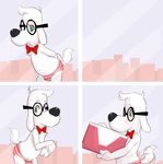  anthro bow_tie canine caught clothing comic crossdressing dialog dog dreamworks eyewear fur gift green_eyes human male mammal mr._peabody mr._peabody_and_sherman seth-iova sniffing solo text tumblr underwear white_fur 