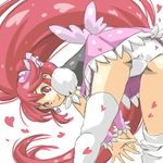  aino_megumi boots cure_lovely earrings hair_ornament happinesscharge_precure! happy heart heart_hair_ornament jewelry kasetsu long_hair looking_at_viewer magical_girl pink_skirt ponytail precure puffy_sleeves red_eyes red_hair shirt simple_background sketch skirt smile solo thigh_boots thighhighs vest white_background white_legwear wide_ponytail 