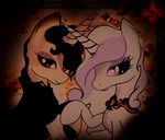 2014 abstract_background duo equine female fleur_de_lis_(mlp) friendship_is_magic fur gray_compass hair horn horse looking_at_viewer mammal my_little_pony original_character pedrohander pony purple_eyes safe two_tone_hair unicorn white_fur 