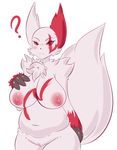  2014 ? anthro blush breasts chubby claws female fur jcdr looking_at_viewer nintendo nipples nude pok&eacute;mon red_eyes red_fur solo video_games white_fur zangoose 