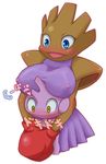  2013 amber_eyes anthro blue_eyes blush boxing_gloves breasts brown_body clothed clothing duo female high_score_(artist) hitmonchan japanese_text male nintendo nipples open_mouth plain_background pok&eacute;mon purple_body purple_clothing standing text tyrogue video_games white_background 