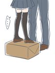  1boy 1girl black_legwear box gekkan_shoujo_nozaki-kun height_difference legs lower_body mono_land nozaki_umetarou on_box out_of_frame pleated_skirt sakura_chiyo skirt standing_on_object thighhighs waist_down 