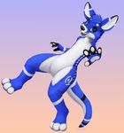  2014 anthro blue_eyes blue_fur fur hair happy jamesfoxbr kangaroo looking_at_viewer male mammal marsupial open_mouth plain_background smile solo tongue 