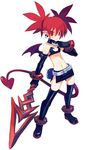  anklet arm_strap bandeau bangs bare_shoulders belt belt_pouch black_choker black_footwear black_gloves black_legwear black_skirt blush_stickers boots bracelet buckle choker closed_mouth demon_girl demon_tail demon_wings disgaea earrings elbow_gloves etna flat_chest full_body gloves hair_between_eyes hair_tie harada_takehito holding holding_spear holding_weapon jewelry legs_apart light_smile looking_at_viewer makai_senki_disgaea_2 mini_wings miniskirt navel official_art pencil_skirt platform_footwear pointy_ears polearm pouch prinny red_eyes red_hair short_hair short_pointy_ears short_twintails side_slit simple_background skirt skull skull_earrings slit_pupils smile solo spear spiked_hair standing strapless studded_bracelet tail thigh_boots thighhighs twintails weapon white_background white_belt wings zettai_ryouiki 