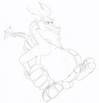  3_toes balls beard belly big_belly chubby dragon erection facial_hair goatee horn legend_of_zelda neenya nintendo overweight penis plain_background scalie sketch toes valoo white_background wind_waker wings 