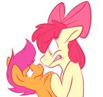  2014 apple_bloom_(mlp) bow britishstarr duo earth_pony equine female friendship_is_magic hair horse mammal my_little_pony pegasus plain_background pony purple_eyes purple_hair red_hair scootaloo_(mlp) white_background wings 
