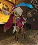  bar bow_tie breasts clothed clothing feathers female gloves hat lagomorph legwear mammal playboy playboy_bunny shoes skimpy small_breasts stockings waiter wine_glass 