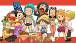  birthday brook cake dessert food franky monkey_d_luffy nami nami_(one_piece) nico_robin one_piece roronoa_zoro sanji tanaka_(wsuzuw) tony_tony_chopper usopp younger 