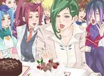  blue_hair cake food green_hair open_mouth poppopoo tongue yu-gi-oh! 