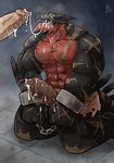  abs bdsm biceps big_muscles bondage bound chain clothing cuffs cum cum_in_mouth cum_inside cum_string dragon duo erection faceless_male gay humanoid_penis kneeling male muscles nude open_mouth penis scalie scar solo_focus sweat takataka torn_clothing uncut 