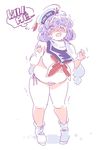  1girl blush cosplay english fat female full_body ghostbusters letty_whiterock md5_mismatch mitsumoto_jouji open_mouth solo standing stay_puft stay_puft_(cosplay) tears touhou trembling 