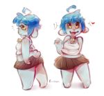  ! &lt;3 &lt;3_eyes anthro bell blue_hair caprine chelsi clothed clothing female hair happy looking_at_viewer mammal open_mouth panken sheep simple_background skirt smile solo standing waving white_background yellow_eyes 
