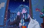 aqua_eyes aqua_hair bad_id bad_pixiv_id box christmas christmas_tree detached_sleeves gift gift_box hair_ornament hatsune_miku holding long_hair necktie open_mouth patisurotto pleated_skirt sitting skirt snowing solo twintails vocaloid 