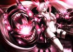  aiming_at_viewer breasts cannon collarbone enriend glowing glowing_eyes hair_censor hair_over_one_eye kantai_collection large_breasts long_hair looking_at_viewer navel pale_skin parted_lips red_eyes shinkaisei-kan single_thighhigh smile solo southern_ocean_war_hime thigh_strap thighhighs topless turret twintails very_long_hair white_hair 