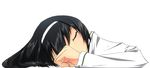  black_hair closed_eyes girls_und_panzer hairband kaya_(nari1-24) kilroy_was_here ooarai_school_uniform reizei_mako school_uniform sleeping solo 