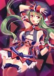  breasts center_opening cleavage green_hair hat large_breasts long_hair original red_eyes shina_shina thighhighs 