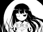  bow greyscale houraisan_kaguya kongari_(kngr) long_hair monochrome one_eye_closed ribbon smile solo touhou 