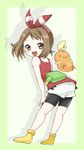  ambiguous_gender brown_eyes brown_hair eyes_closed female hair haruka_(pokemon) haruka_(pokemon)_(remake) human kotomi_(happy_colors) looking_at_viewer looking_back mammal may nintendo pok&eacute;mon pokemon pokemon_(game) pokemon_oras solo torchic video_games 