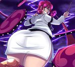  2014 ass cloud cloudy_sky curvy drum drumsticks grin horikawa_raiko huge_ass instrument lightning looking_back naughty_face radlionheart raised_eyebrows red_eyes red_hair revision short_hair signature sky smile solo thighs touhou wide_hips 