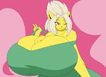  anthro beige_hair big_breasts breasts chest_tuft clothing eeveelution female fur green_eyes huge_breasts hyper hyper_breasts jolteon nintendo pok&eacute;mon ruby_(character) smile solo tuft two-ton-neko video_games yellow_fur 