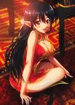  bad_id bad_pixiv_id black_hair breasts china_dress chinese_clothes cleavage_cutout dress earrings harukaze_bou highres jewelry katori_(pso2) large_breasts long_hair mole mole_under_eye open_mouth phantasy_star phantasy_star_online_2 red_eyes 