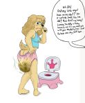  anthro biped blush breasts canid canine canis clothing cocker_spaniel diaper dog embarrassed english_text feces female fur hair jessie_(griffdog) long_hair looking_back mammal messy_diaper scat shirt shydaddy simple_background soiling standing text urine watersports wet_diaper wetting white_background 
