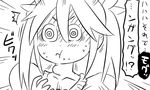  asphyxiation choking comic greyscale kantai_collection monochrome nightgown ringed_eyes solo sweat tonda tone_(kantai_collection) translated turn_pale twintails 