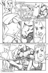  2014 abs animal_ears anthro bag black_and_white blind bottle breasts bush cleavage clothed clothing clubbon comic dialog duo english_text equine female horse human invalid_tag male mammal monochorme monochrome muscles navel nexus text tree 