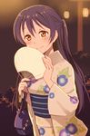  fan holding_fan japanese_clothes kannuki_hisui kimono love_live!_school_idol_project obi paper_fan ponytail sash sonoda_umi uchiwa yukata 