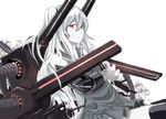  aircraft_carrier_oni bad_id bad_pixiv_id dress gauntlets kantai_collection long_hair looking_at_viewer machinery one_side_up patisurotto reaching red_eyes sailor_dress shinkaisei-kan short_dress sitting sketch solo thighhighs very_long_hair white_hair white_skin zettai_ryouiki 