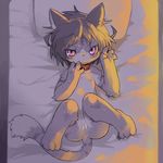  bed blush cub feline female fur hair kemono konopizaga!! laying_on_bed looking_at_viewer mammal presenting solo young 
