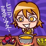  1girl brown_hair cooking drooling happinesscharge_precure! n-master oomori_yuuko overalls precure solo 