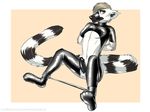  2014 anthro balls bdsm bondage bound erection lemur looking_at_viewer male mammal penis primate rubber solo spreader_bar 