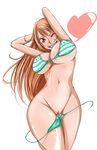  1girl arms_up breasts brown_eyes heart huge_breasts jagi_(nexboy) long_hair looking_at_viewer nami nami_(one_piece) navel one_piece orange_hair pussy solo uncensored 