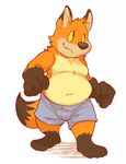  cam canine clothing cute fox gazpacho_(artist) male mammal overweight shorts topless 