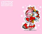 1girl amy_rose boots box cellphone coat english_text female gift gift_box gloves green_eyes hairband hedgehog looking_back mammal official_art phone scarf sega solo sonic_(series) sonic_the_hedgehog text 