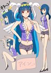  blue_hair bon_clay breasts cape cleavage ein_(one_piece) female large_breasts long_hair looking_at_viewer multiple_persona navel one_piece one_piece_film_z s_sasaki_09140 short_shorts shorts standing 