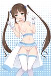  anza_tomo aqua_eyes bad_id bad_pixiv_id bare_shoulders blush breasts covered_nipples elf frills gloves hair_bobbles hair_ornament halftone halftone_background highleg highleg_panties highres long_hair looking_at_viewer navel open_mouth original panties pointy_ears skirt small_breasts solo thighhighs twintails underwear very_long_hair white_gloves white_legwear white_panties wide_hips 